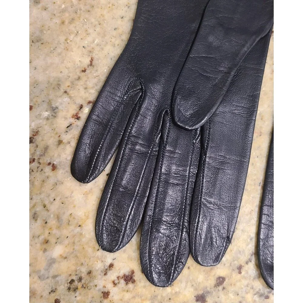 Vintage Womens Size S 6 Black Soft Leather 11